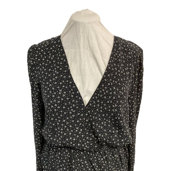 Urban Outfitters Black/White Floral Long-Sleeve Romper Size L - Picture 3 of 7